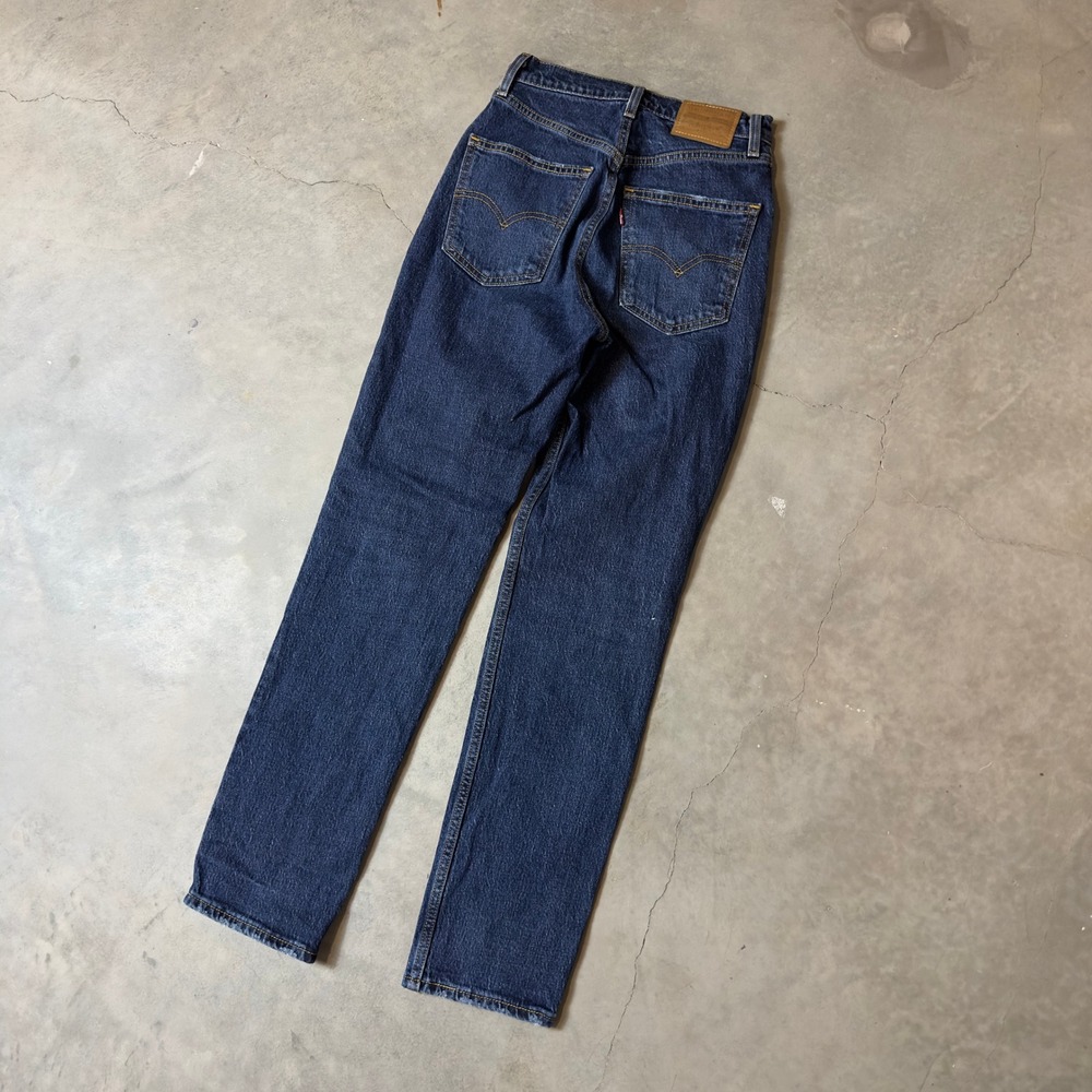 Levi's High Rise Straight Leg Jeans Womens 24 Dark Blue Minimalist Heritage - Picture 2 of 6